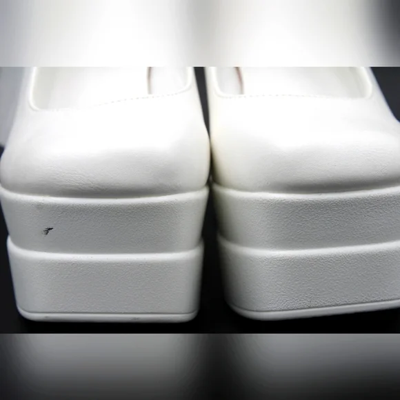 Women’s Pearl Decor Chunky Heeled Ankle Strap Heels – Size 6.5 (EU 37) - Picture 6 of 9